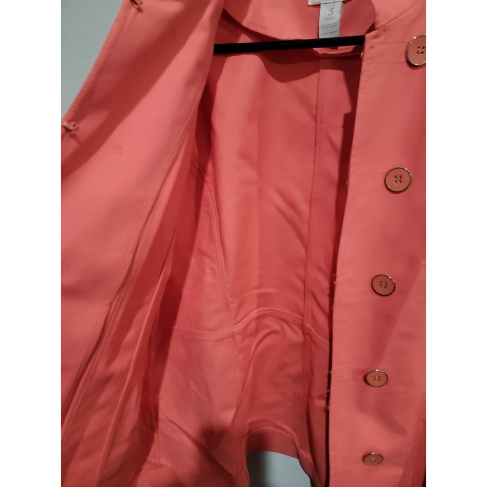 Chico's Womens Size 3 XL Coral Pink Double Breasted Button Up Blazer Jacket Coat - Picture 5 of 7